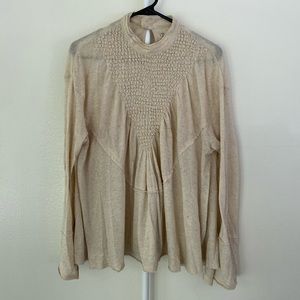 Free People Mock Neck Detailed Long Sleeve